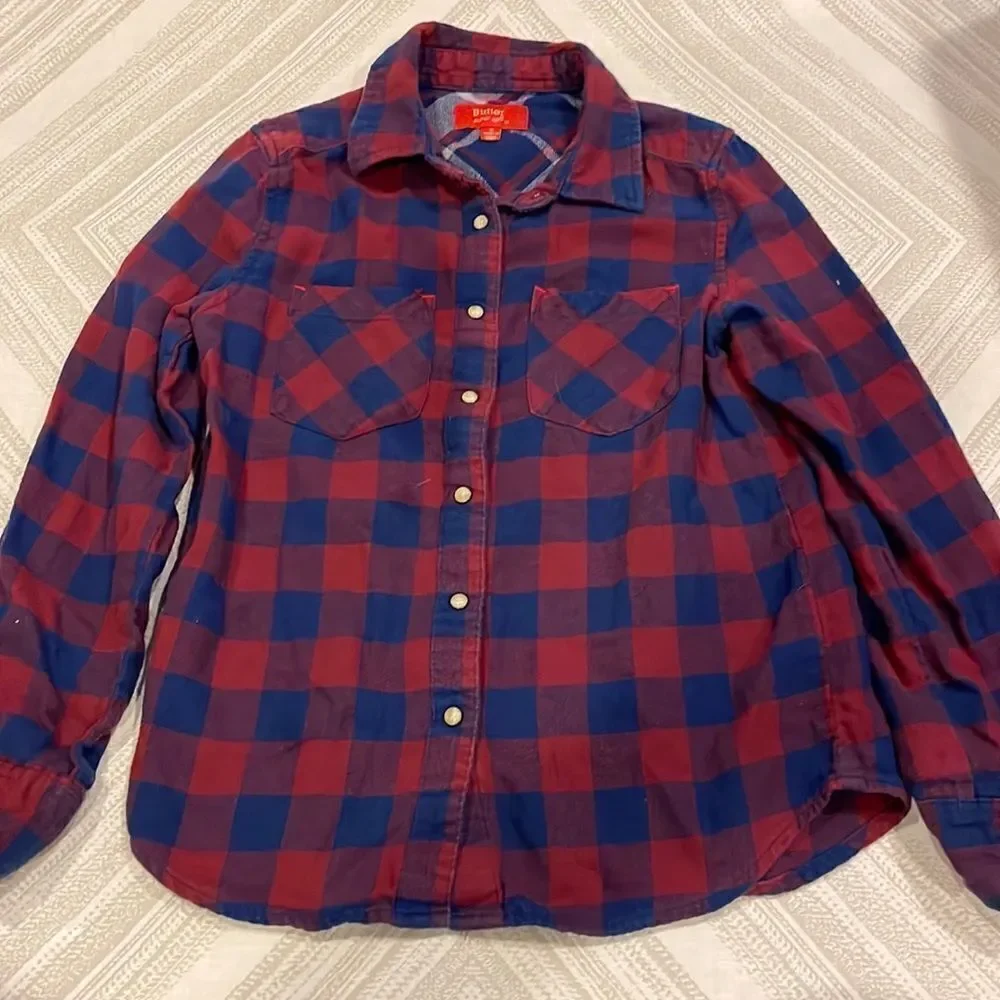 Butter Girls Checkered Sparkle Patch Flannel Shirt - Picture 5 of 6